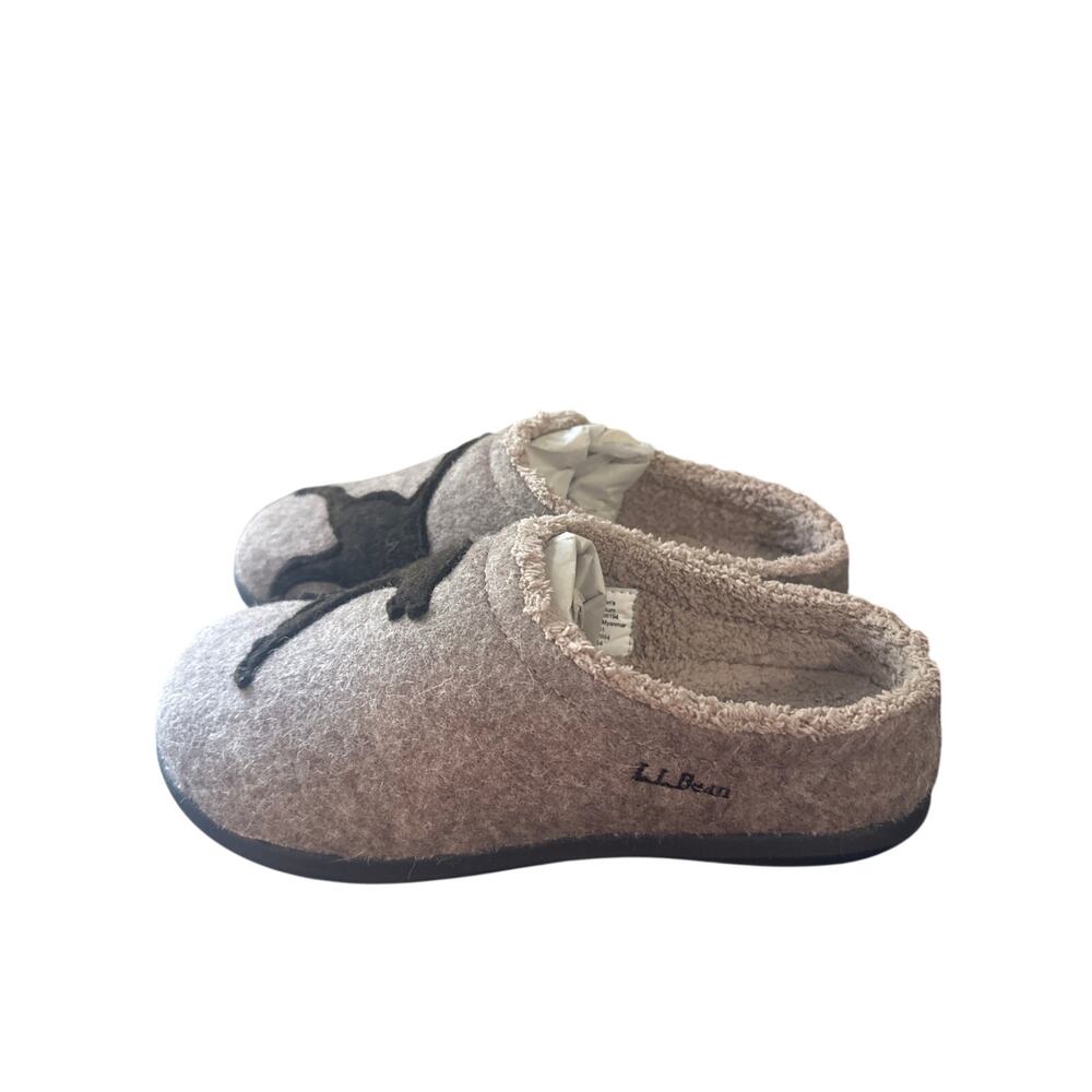 L.L.Bean Daybreak Scuff Motif 2 Taupe/Chocolate Dog 8 x